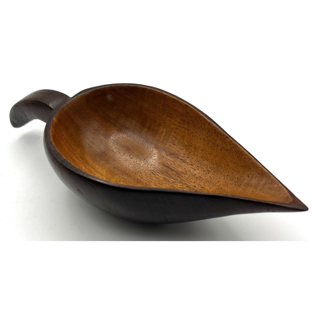 Vtg Hand Carved Teardrop Shape Rustic Wooden Serving Scoop Kitchen Decor